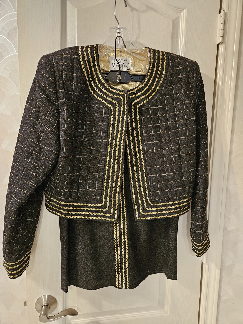 Bruno Magli Black & Gold Trim Two-Piece Skirt Set